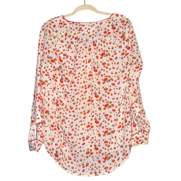 MODCLOTH Podcast Co-Host Floral Blouse Top Falling Blossoms Long Sleeve Medium - Picture 9 of 15